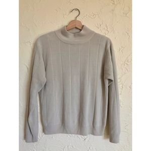 S beige grid vintage sweater with shoulder pads